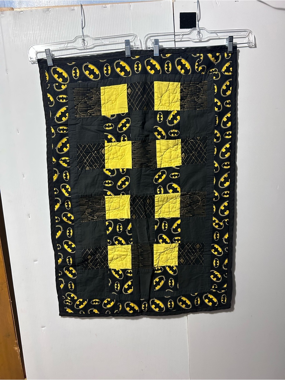 Batman Quilted Patchwork Throw in Black and Yellow